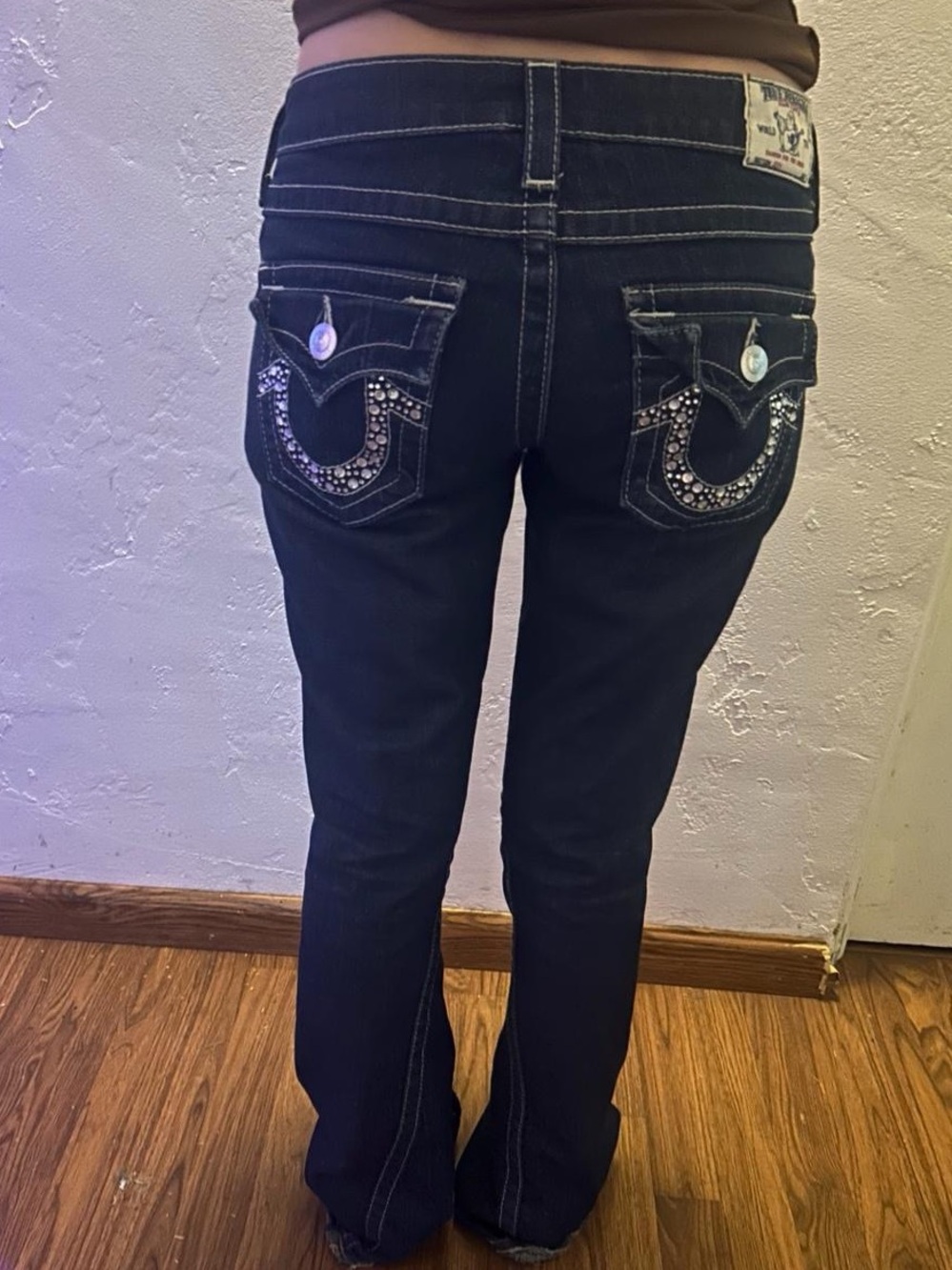 True Religion Dark Blue Embellished Bootcut Jeans